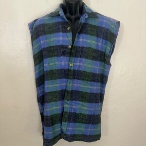 Body Equip Sleeveless Flannel Shirt Large Gently worn Button front 100% cotton